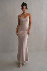 Cassiane - Satin Maxi Dress With Flower Patchwork