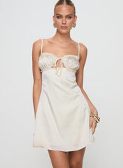Decipher Satin Mini Dress Ivory