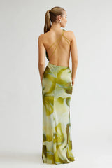 Zaniah Dress - Sage Liquify Print