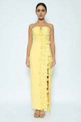 Éloise Floral Appliqué Column Maxi Dress