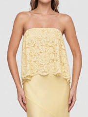 Lace Patchwork Satin Bandeau Maxi Dress