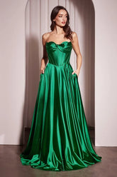 Ellery Gown - Satin A-Line Dress With Pockets