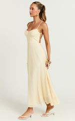 Avalyn Midi Dress - Ruched Bust Corset Dress in Butter