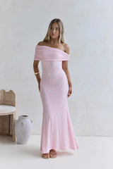 Sea And Selfies Off Shoulder Maxi Dress Pink