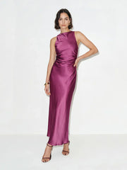 Elegant Cowl Neck Satin Gown