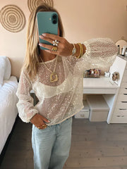 Monica Sequin Mesh Top