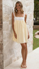 Lacey Mini Dress - Lemon