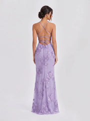 3D Floral-Embellished Corset Gown