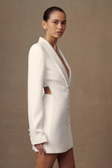 Trinity Crepe Blazer Dress - White
